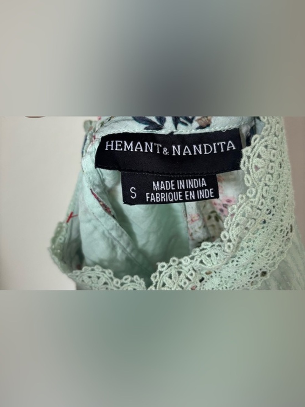 Anthropologie Hemant & Nandita Top Amour Floral Lace Romantic Peplum Cottage - Picture 5 of 6